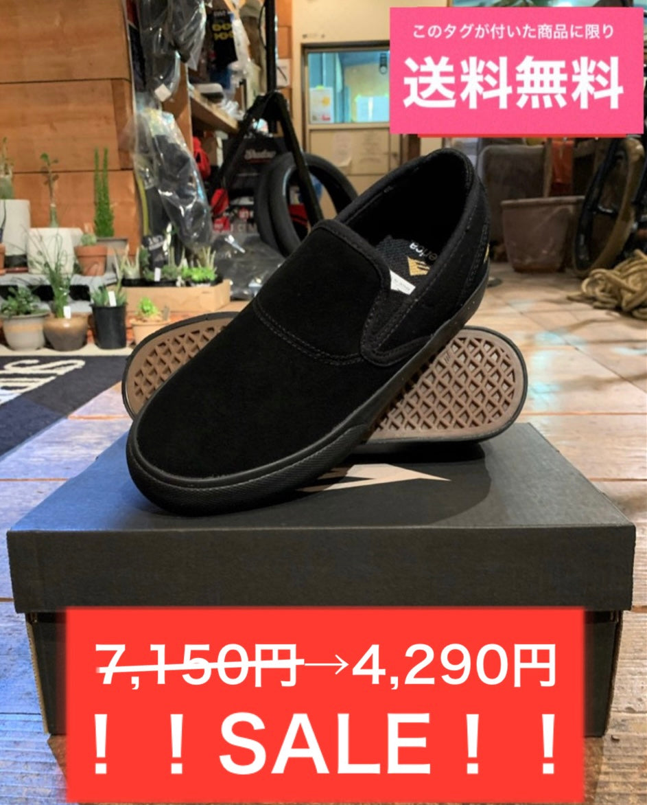 送料無料 SALE商品 EMERICA エメリカ スリッポン WINO G6 SLIP ON YOUTH BLACK 黒 スケボー シューズ 16.5cm キッズ スリッポン