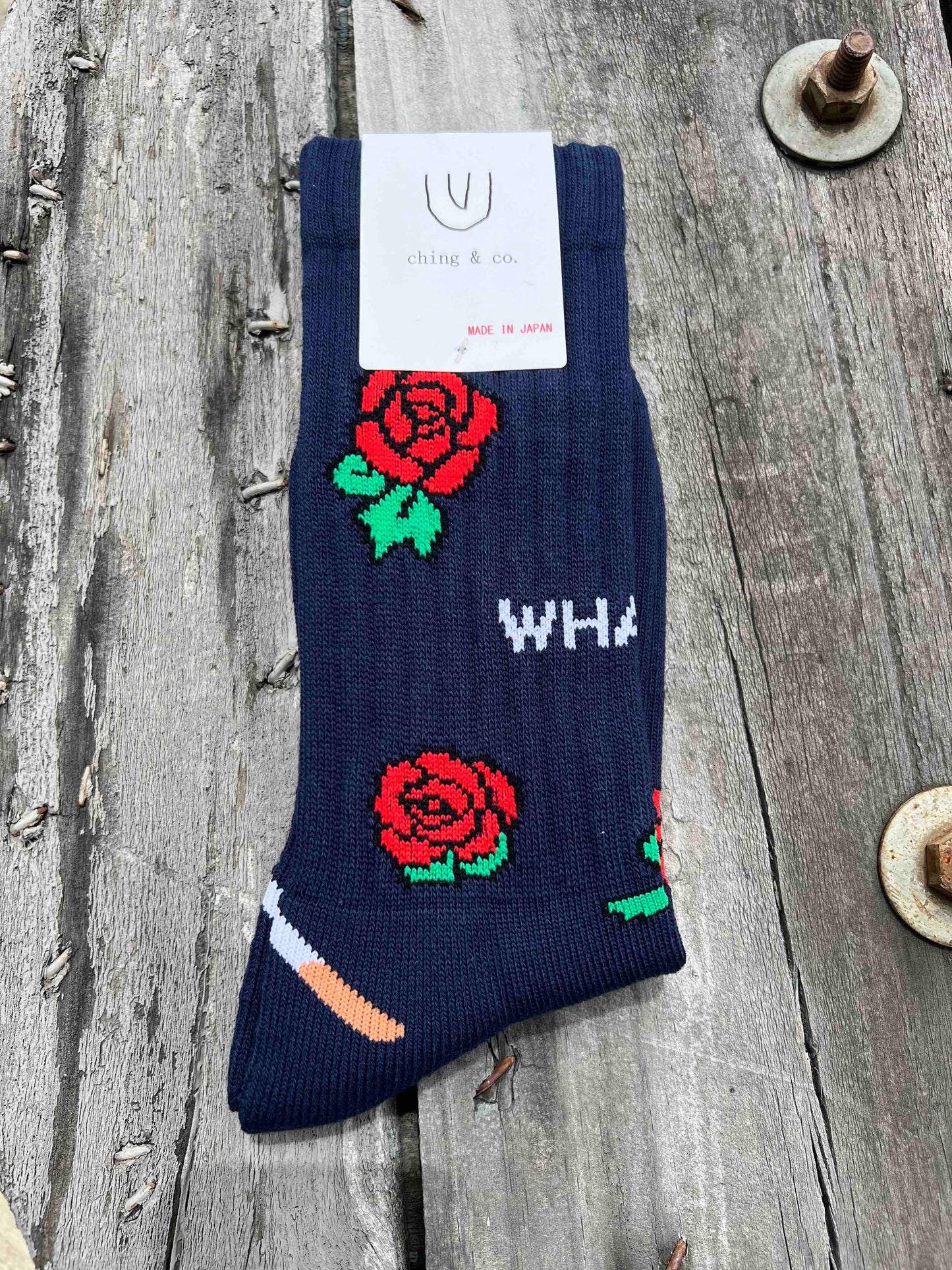 送料無料 BMX SKATEBOARD ソックス ching&co. "ROSE -navy-" Socks ネイビー チンアンドコー スケートボード ■■