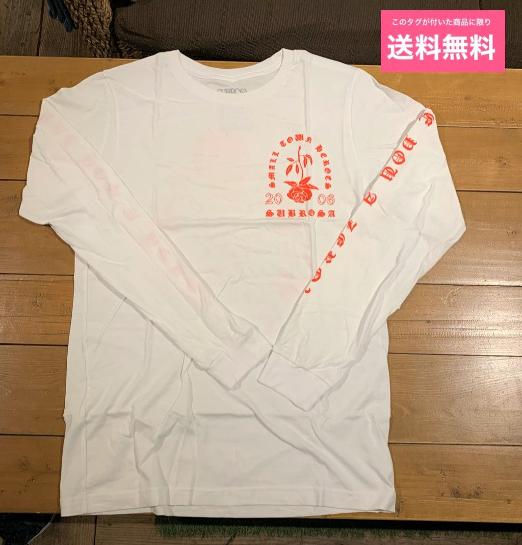 送料無料 SUBROSA サブローザ ロンT 長袖 HEROES LONG SHIRT WHITE 白 Mサイズ BMX アパレル BMX ファッション ストリートファッション 岡山