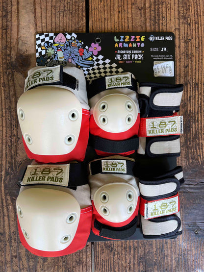 187KILLER PADS JR SIX PACK LIZZIE ARMANTO ホワイトレッド SKATEBOARD パッド スケボー 子供用 キラーパッド 正規代理店契約商品 ■