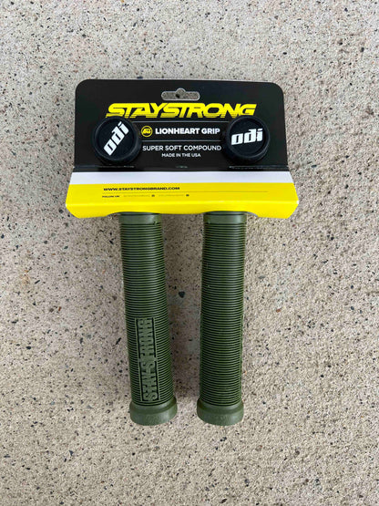 ODI STAY STRONG LION HEART GRIP 143mm Army Green BMX グリップ 正規代理店契約商品 ■