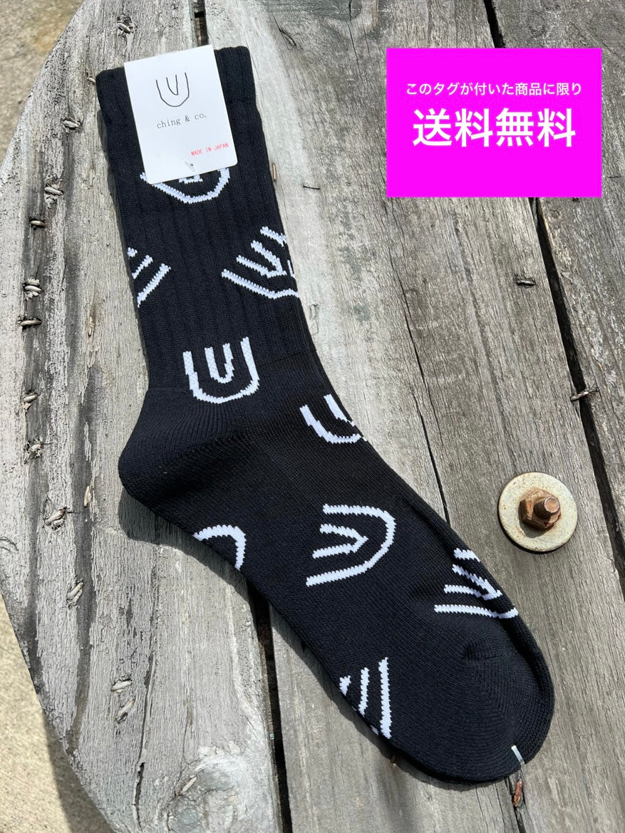 ★送料無料 ソックス ching&co. "Symbol a lot -black" Socks 黒 スケートボード BMX オシャレ チンアンドコー ■■