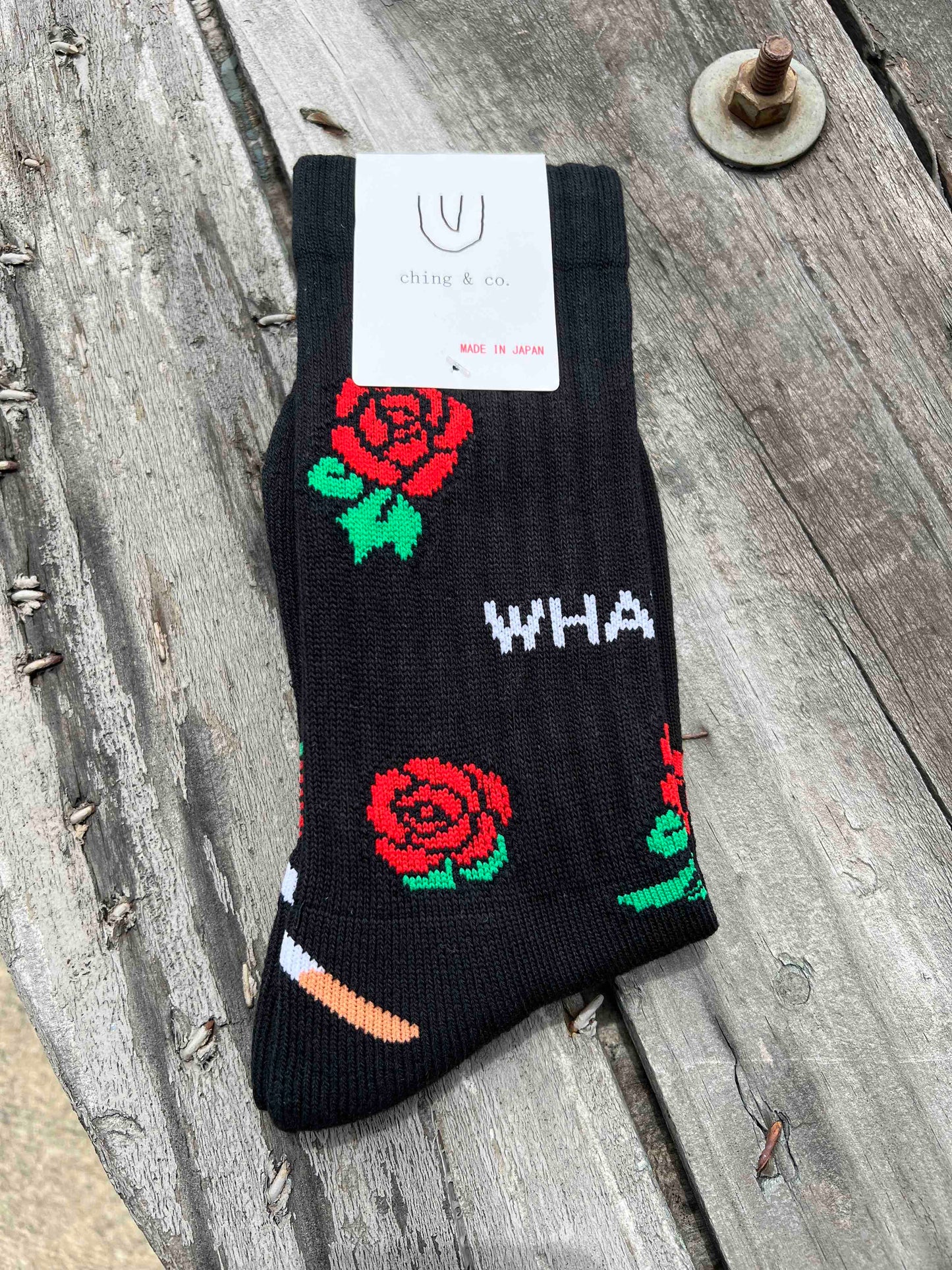 送料無料 BMX SKATEBOARD ソックス ching&co. "ROSE -black-" Socks 黒 チンアンドコー スケートボード ■■