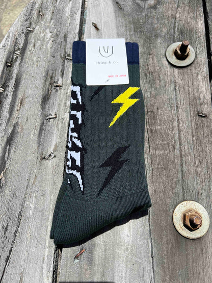 送料無料 BMX SKATEBOARD ソックス ching&co. "カミナリ -green-" Socks グリーン チンアンドコー スケートボード ■■